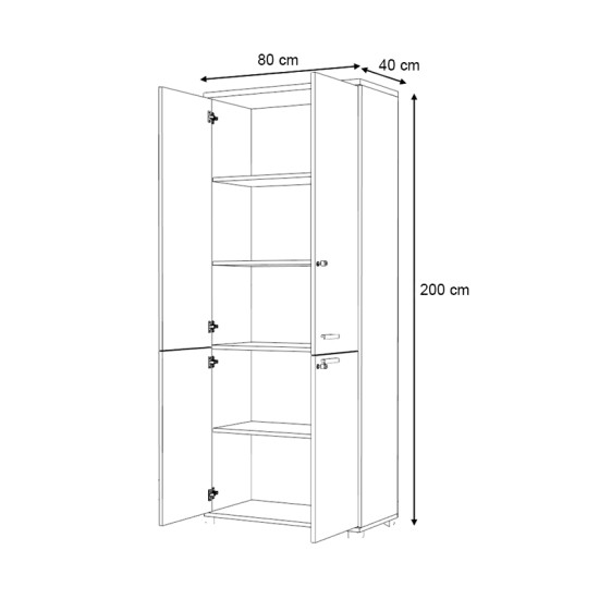 Ντουλάπα γραφείου με κλειδαριά επαγγελματική Venturo  χρώμα ανθρακί - καρυδί 80x40x200εκ.