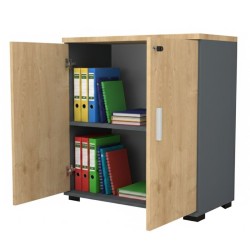 Ντουλάπι γραφείου επαγγελματικό Venturo  χρώμα ανθρακί - φυσικό οξιάς 80x40x80εκ.