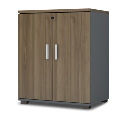 Ντουλάπι γραφείου με κλειδαριά επαγγελματικό Venturo  χρώμα ανθρακί - καρυδί 80x40x80εκ.