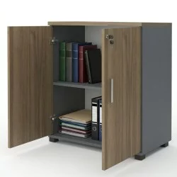 Ντουλάπι γραφείου με κλειδαριά επαγγελματικό Venturo  χρώμα ανθρακί - καρυδί 80x40x80εκ.