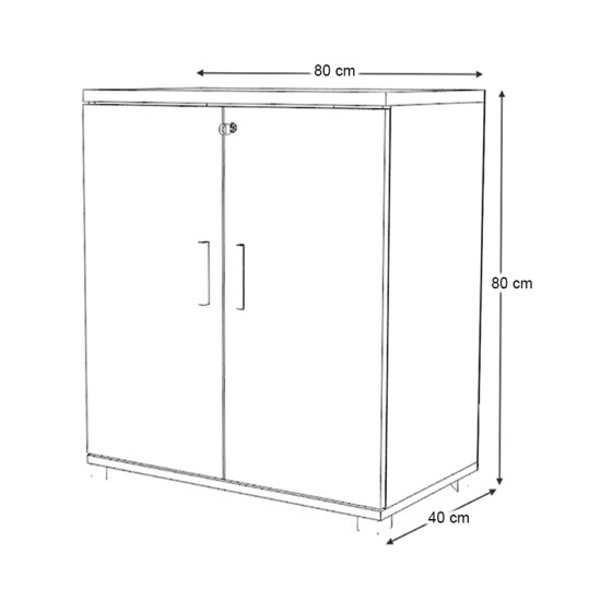 Ντουλάπι γραφείου με κλειδαριά επαγγελματικό Venturo  χρώμα ανθρακί - καρυδί 80x40x80εκ.