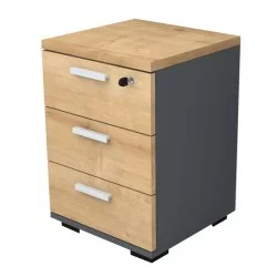 Συρταριέρα γραφείου με κλειδαριά επαγγελματική Venturo  χρώμα ανθρακί - φυσικό οξιάς 39x40x57εκ.