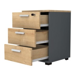 Συρταριέρα γραφείου επαγγελματική Venturo  χρώμα ανθρακί - φυσικό οξιάς 39x40x57εκ.