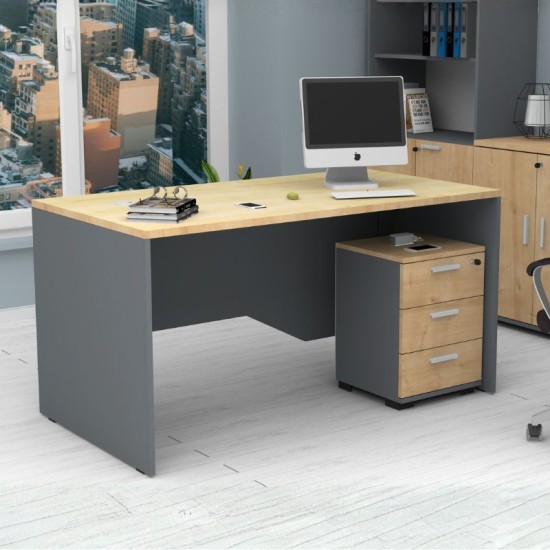 Συρταριέρα γραφείου επαγγελματική Venturo  χρώμα ανθρακί - φυσικό οξιάς 39x40x57εκ.