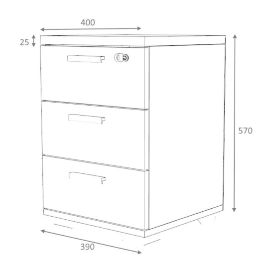 Συρταριέρα γραφείου επαγγελματική Venturo  χρώμα ανθρακί - φυσικό οξιάς 39x40x57εκ.