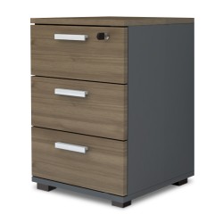 Συρταριέρα γραφείου με κλειδαριά επαγγελματική Venturo  χρώμα ανθρακί - καρυδί 39x40x57εκ.