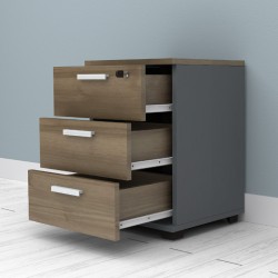 Συρταριέρα γραφείου με κλειδαριά επαγγελματική Venturo  χρώμα ανθρακί - καρυδί 39x40x57εκ.