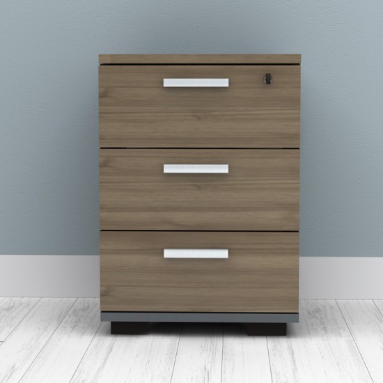 Συρταριέρα γραφείου με κλειδαριά επαγγελματική Venturo  χρώμα ανθρακί - καρυδί 39x40x57εκ.