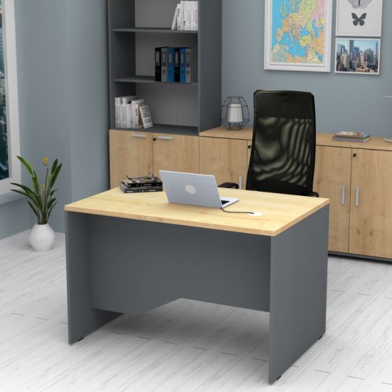 Γραφείο επαγγελματικό Venturo  χρώμα ανθρακί - φυσικό οξιάς 120x80x75εκ.