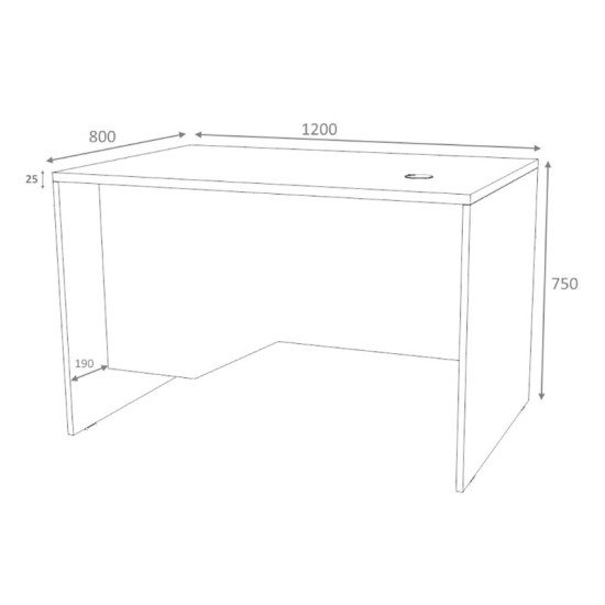 Γραφείο επαγγελματικό Venturo  χρώμα ανθρακί - φυσικό οξιάς 120x80x75εκ.