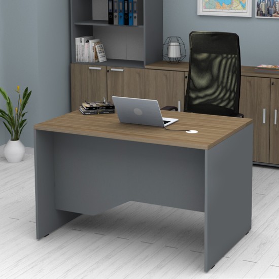 Γραφείο επαγγελματικό Venturo  χρώμα ανθρακί - καρυδί 120x80x75εκ.