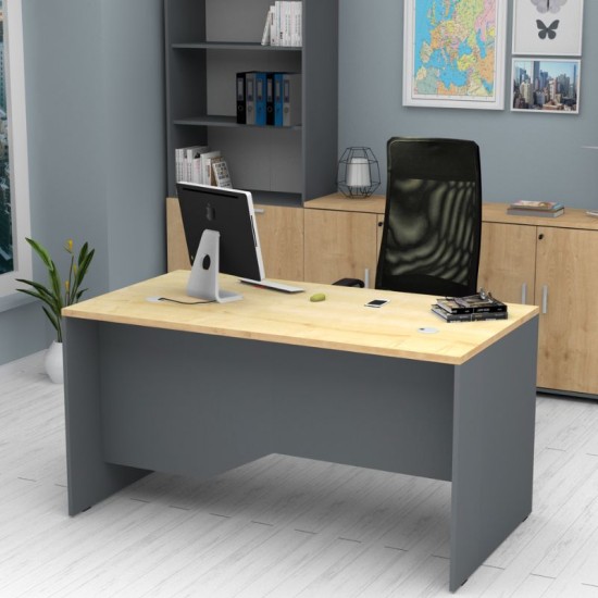 Γραφείο επαγγελματικό Venturo  χρώμα ανθρακί - φυσικό οξιάς 150x80x75εκ.