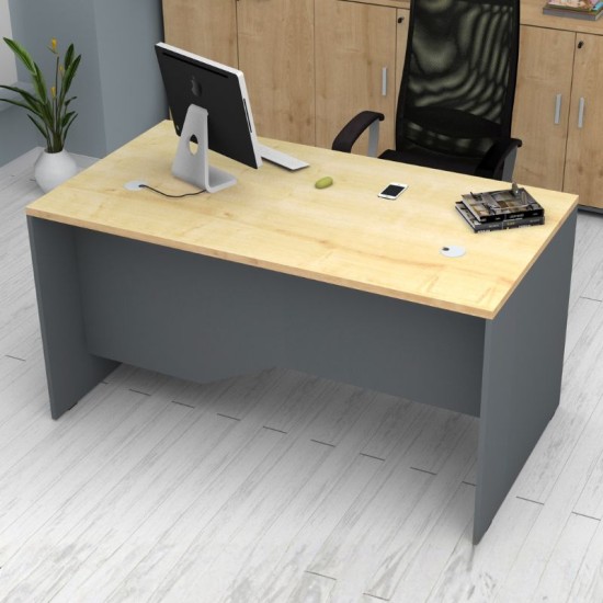 Γραφείο επαγγελματικό Venturo  χρώμα ανθρακί - φυσικό οξιάς 150x80x75εκ.