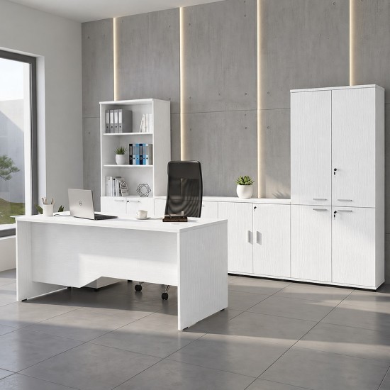 Γραφείο επαγγελματικό Venturo  χρώμα λευκό 150x80x75εκ.
