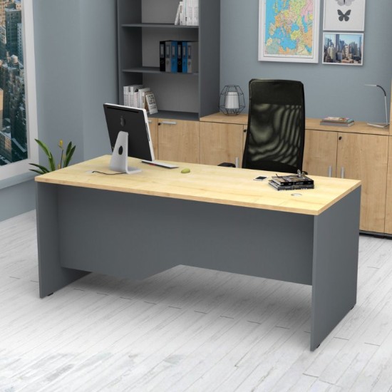 Γραφείο επαγγελματικό Venturo  χρώμα ανθρακί - φυσικό οξιάς 180x80x75εκ.