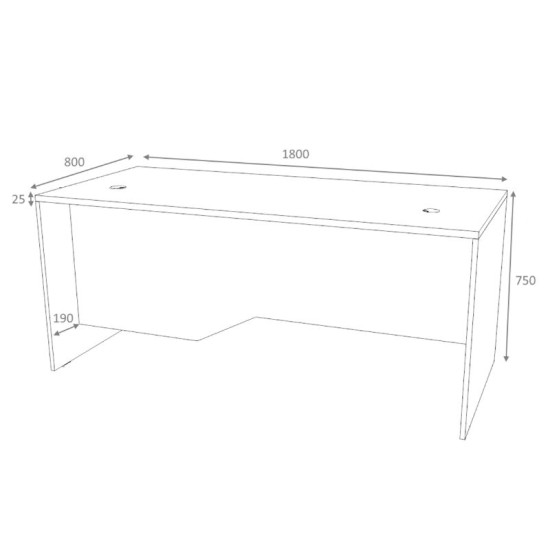 Γραφείο επαγγελματικό Venturo  χρώμα ανθρακί - φυσικό οξιάς 180x80x75εκ.