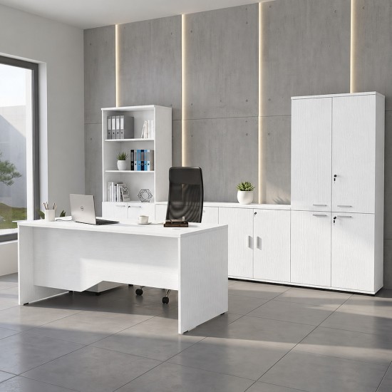 Γραφείο επαγγελματικό Venturo  χρώμα λευκό 180x80x75εκ.