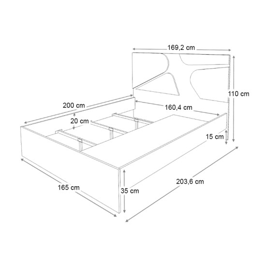 Κρεβάτι Bergamo  χρώμα φυσικό οξιάς 160x200εκ.