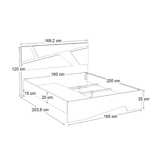 Κρεβάτι Efes  χρώμα γκρι σκυροδέματος 160x200εκ.