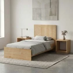 Κρεβάτι Troy  χρώμα φυσικό οξιάς 100x200εκ.