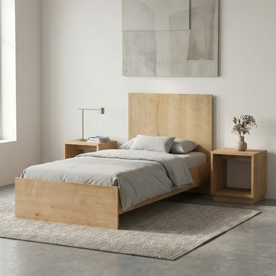 Κρεβάτι Troy  χρώμα φυσικό οξιάς 100x200εκ.