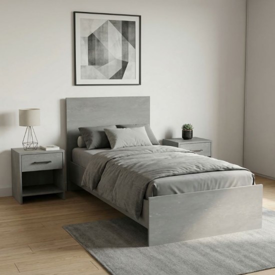 Κρεβάτι Troy  χρώμα γκρι σκυροδέματος 100x200εκ.