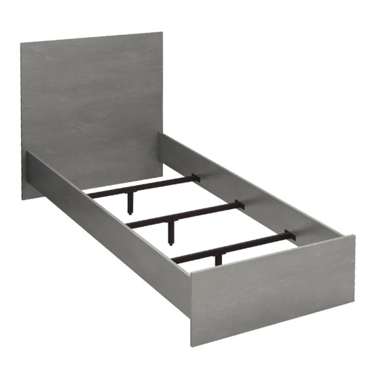 Κρεβάτι Troy  χρώμα γκρι σκυροδέματος 100x200εκ.