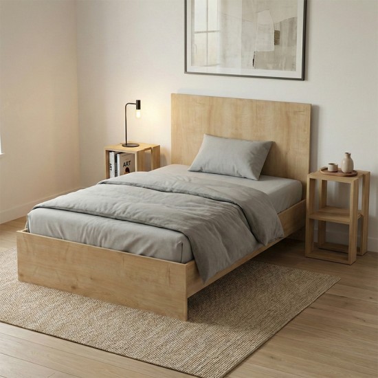 Κρεβάτι Troy  χρώμα φυσικό οξιάς 120x200εκ.