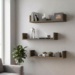Ραφιέρα τοίχου Dark  3 τεμαχίων χρώμα καρυδί 60x15x12εκ.