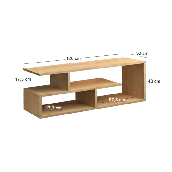Έπιπλο τηλεόρασης Forever  χρώμα φυσικό οξιάς 120x30x40cm.