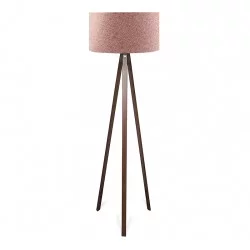 Φωτιστικό δαπέδου Rosling  Mdf/ύφασμα Pvc χρώμα καρυδί - dusty rose 38x38x140εκ.