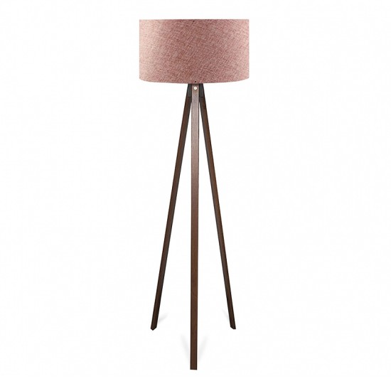 Φωτιστικό δαπέδου Rosling  Mdf/ύφασμα Pvc χρώμα καρυδί - dusty rose 38x38x140εκ. - 0241992