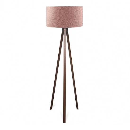 Φωτιστικό δαπέδου Rosling  Mdf/ύφασμα Pvc χρώμα καρυδί - dusty rose 38x38x140εκ.