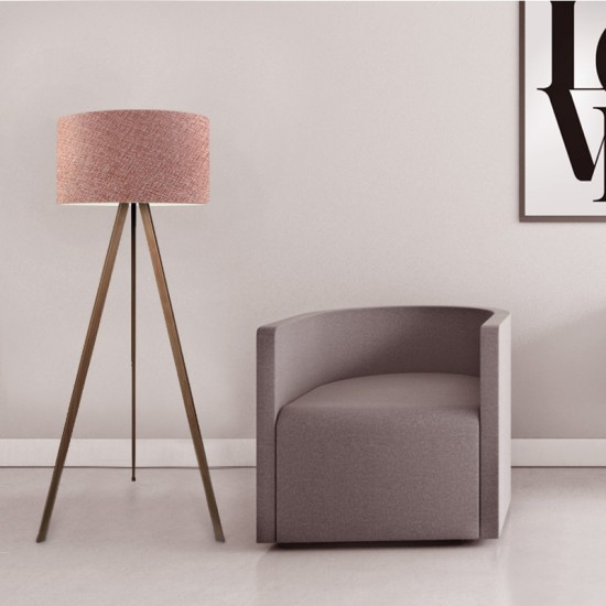 Φωτιστικό δαπέδου Rosling  Mdf/ύφασμα Pvc χρώμα καρυδί - dusty rose 38x38x140εκ. - 0241992