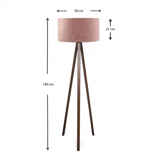 Φωτιστικό δαπέδου Rosling  Mdf/ύφασμα Pvc χρώμα καρυδί - dusty rose 38x38x140εκ.