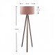 Φωτιστικό δαπέδου Rosling  Mdf/ύφασμα Pvc χρώμα καρυδί - dusty rose 38x38x140εκ. - 0241992