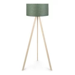 Φωτιστικό δαπέδου Rosling  Mdf/ύφασμα Pvc χρώμα φυσικό/χακί 38x38x140εκ.