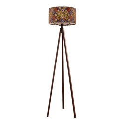 Φωτιστικό δαπέδου Rosling  Mdf/ύφασμα Pvc χρώμα καρυδί - πολύχρωμο 38x38x140εκ.