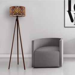 Φωτιστικό δαπέδου Rosling  Mdf/ύφασμα Pvc χρώμα καρυδί - πολύχρωμο 38x38x140εκ.