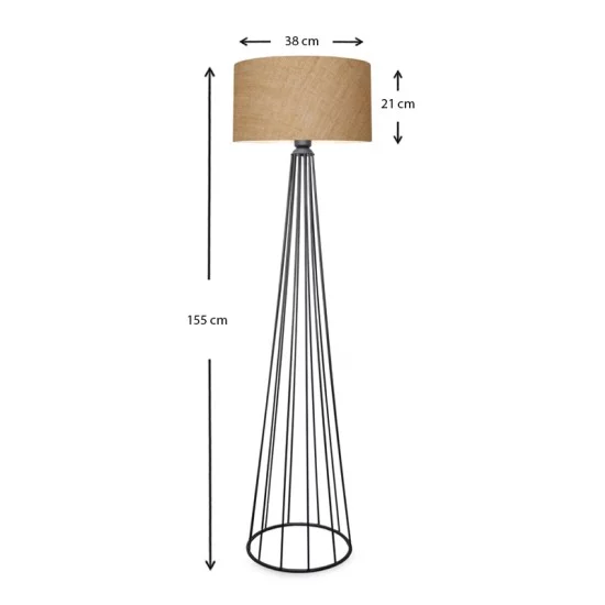 Φωτιστικό δαπέδου Clarke  μέταλλο/ύφασμα χρώμα μαύρο/φυσικό 38x38x155εκ.
