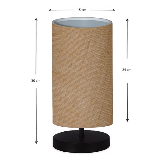 Φωτιστικό επιτραπέζιο Huls Megapap ύφασμα/ξύλο/μέταλλο χρώμα φυσικό/μαύρο 15x24x30εκ. - 0123722
