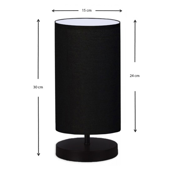 Φωτιστικό επιτραπέζιο Winkler Megapap ύφασμα/ξύλο/μέταλλο χρώμα μαύρο 15x24x30εκ. - 0123724