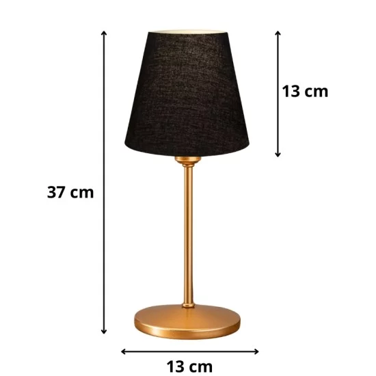 Φωτιστικό επιτραπέζιο Santo E27 ύφασμα Pvc χρώμα μαύρο - χρυσό Ø13x37εκ. Φωτιστικό επιτραπέζιο Santo E27 ύφασμα Pvc χρώμα μαύρο - χρυσό Ø13x37εκ.