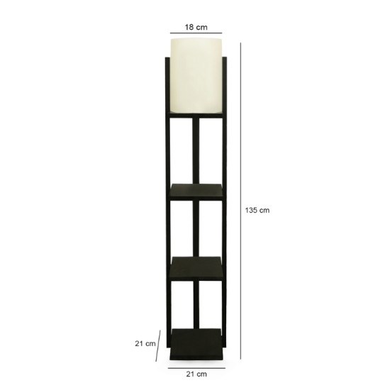 Φωτιστικό δαπέδου Verma  E27 Mdf/ύφασμα Pvc χρώμα wenge - κρεμ 21x21x135εκ. - 0253005