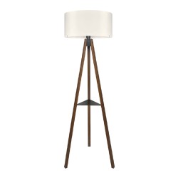 Φωτιστικό δαπέδου Thomas  E27 Mdf/ύφασμα Pvc χρώμα καρυδί - κρεμ 38x38x135εκ.