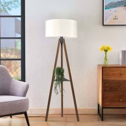 Φωτιστικό δαπέδου Thomas  E27 Mdf/ύφασμα Pvc χρώμα καρυδί - κρεμ 38x38x135εκ.