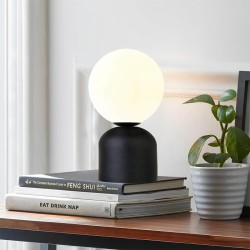 Φωτιστικό επιτραπέζιο Albus  E14 μεταλλικό - γυάλινο χρώμα μαύρο - λευκό Ø13x28εκ.