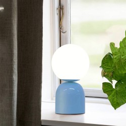 Φωτιστικό επιτραπέζιο Albus  E14 μεταλλικό - γυάλινο χρώμα μπλε - λευκό Ø13x28εκ.