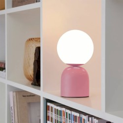 Φωτιστικό επιτραπέζιο Albus  E14 μεταλλικό - γυάλινο χρώμα ροζ - λευκό Ø13x28εκ.