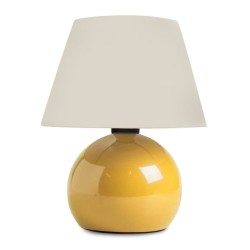 Φωτιστικό επιτραπέζιο Alaska  E27 μεταλλικό - ύφασμα Pvc χρώμα κίτρινο - κρεμ Ø22x30εκ.